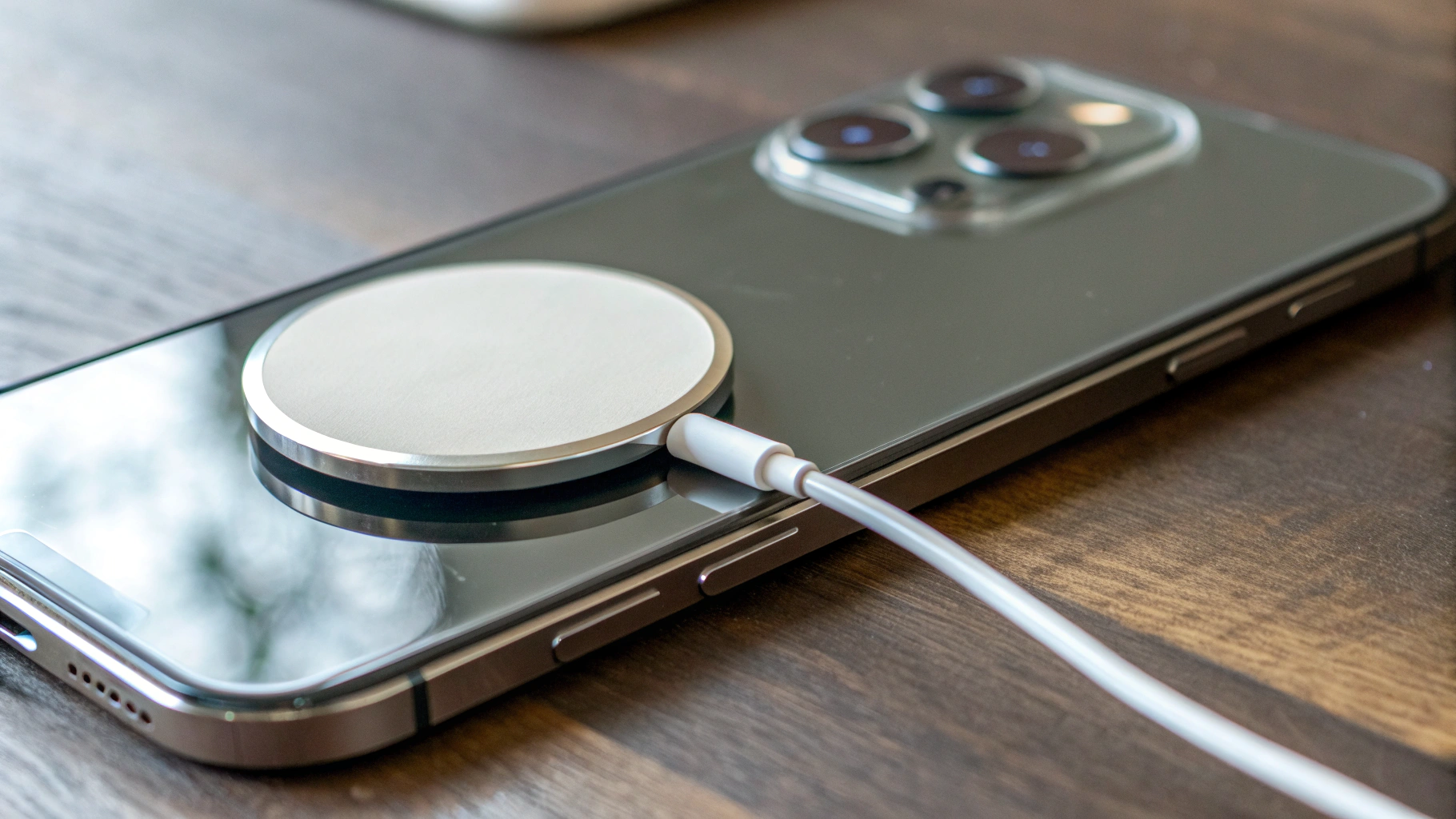 iPhone, который магнитом ровно становится на MagSafe-зарядку