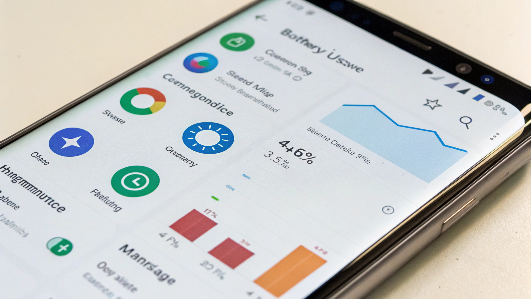 Экран статистики расхода батареи в настройках Samsung Galaxy