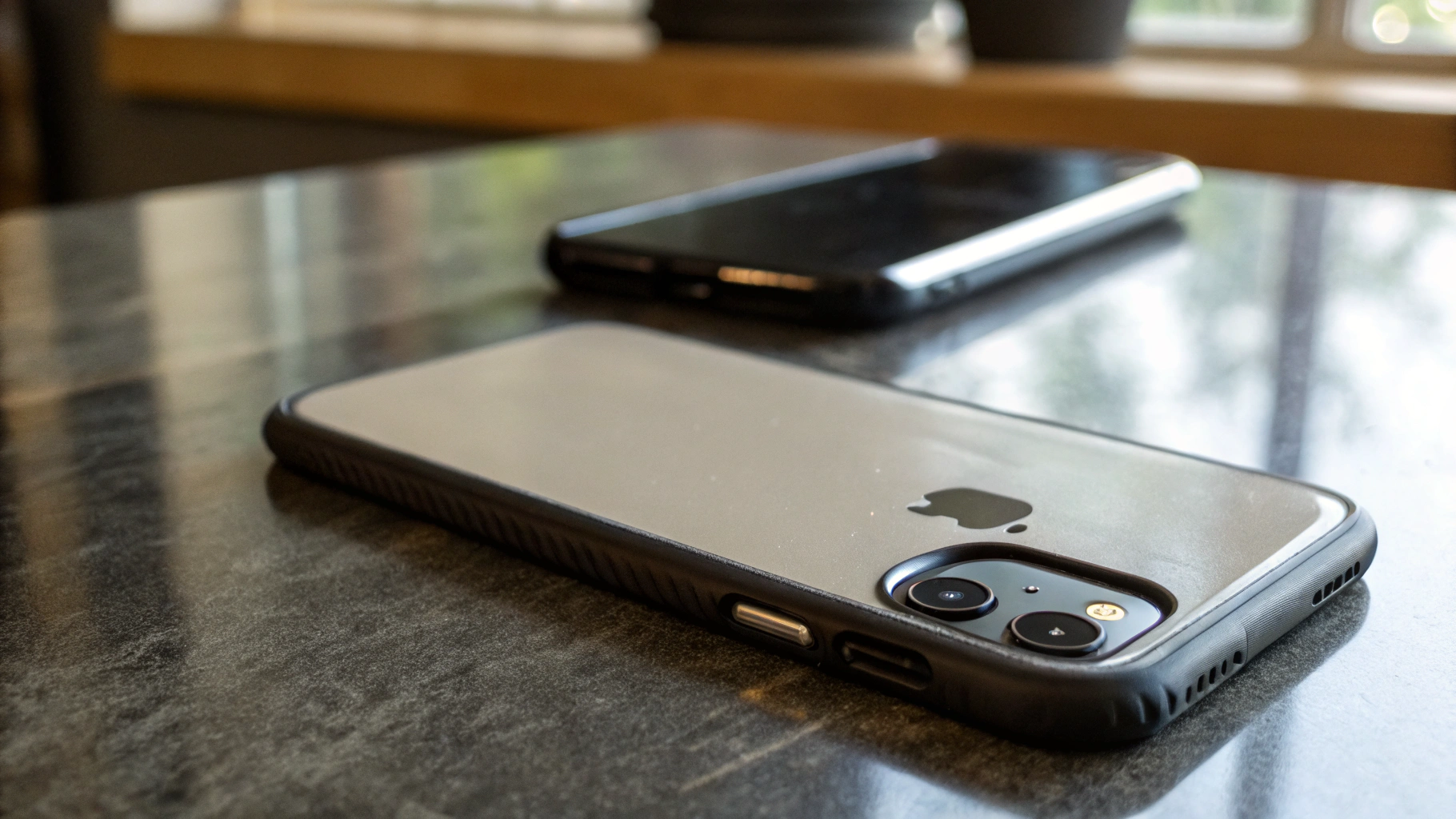 Блок камер смартфона на столе: выступ модуля и влияние на устойчивость и царапины