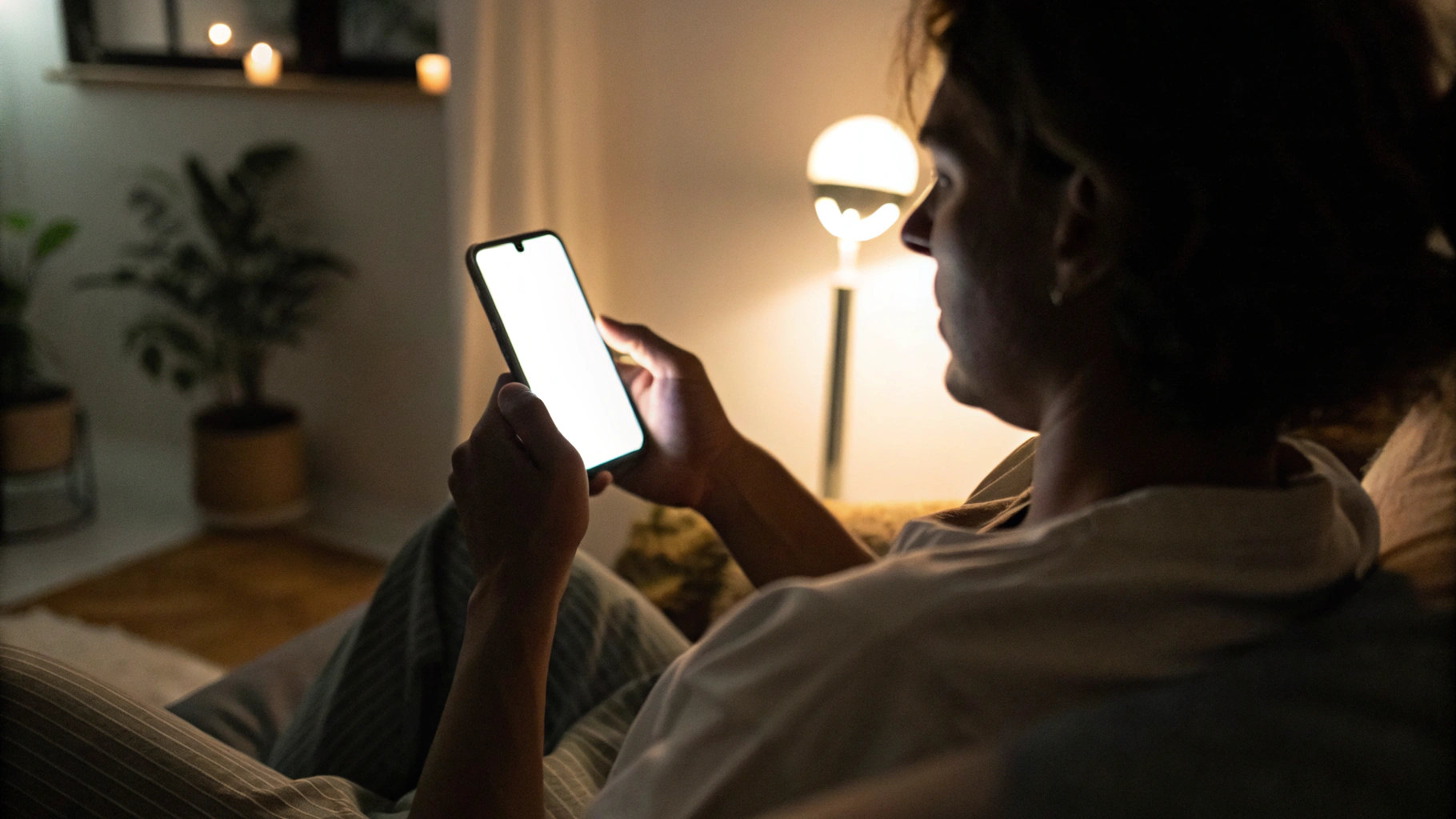 Проверка комфорта для глаз на низкой яркости в затемнённой комнате