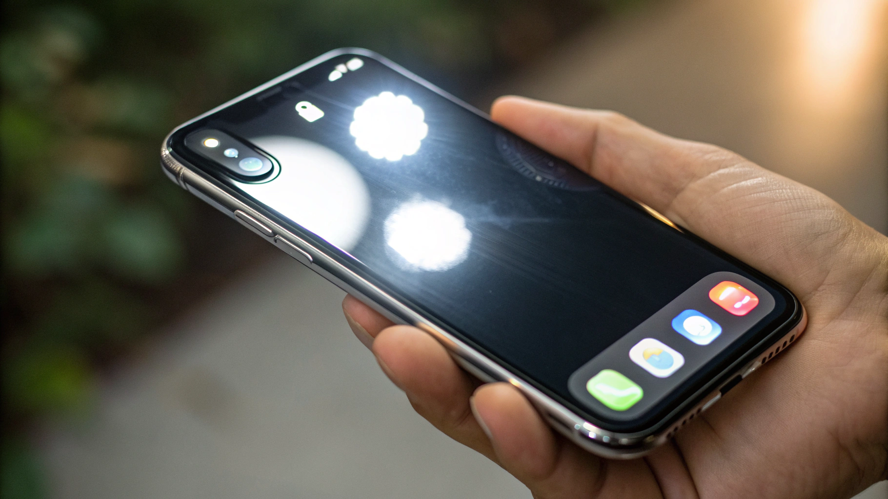 Экран блокировки iPhone с кнопкой фонарика: пример, почему в кармане бывают случайные нажатия