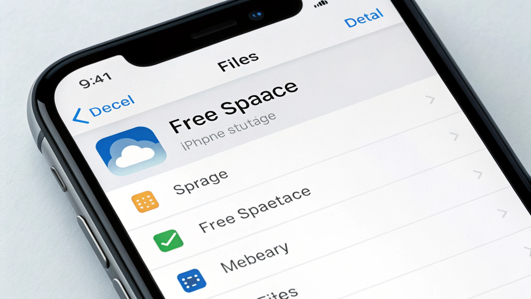 Настройки «Хранилище iPhone» со свободным местом, рядом иконка приложения «Файлы»