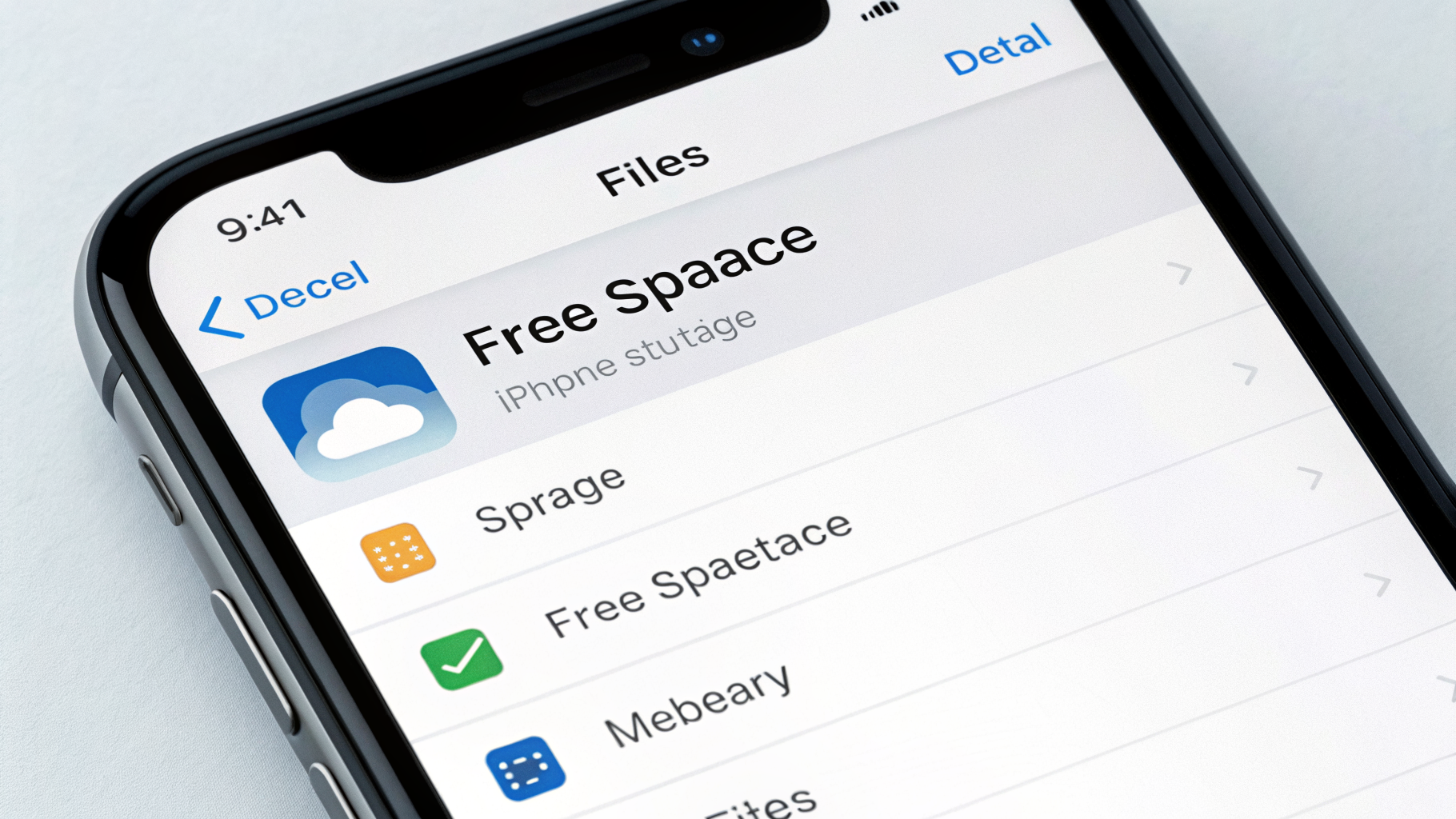 Настройки «Хранилище iPhone» со свободным местом, рядом иконка приложения «Файлы»