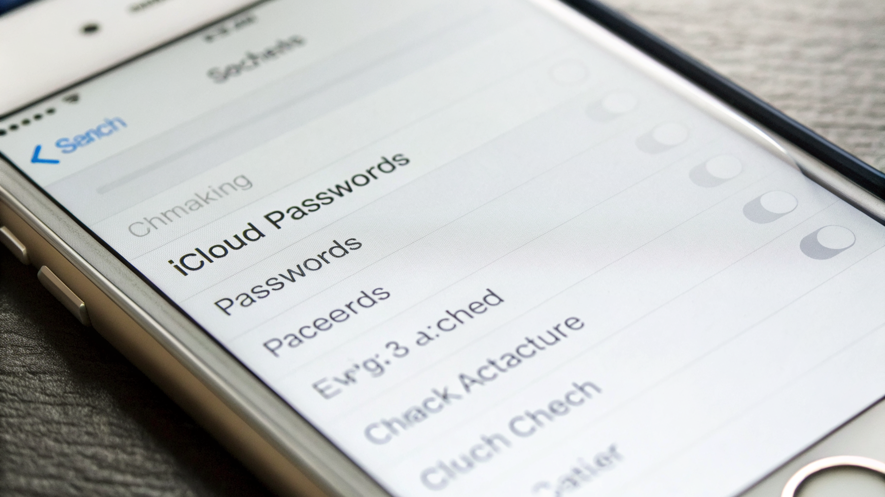 Экран настроек iPhone с включением «Пароли и связка ключей» в iCloud