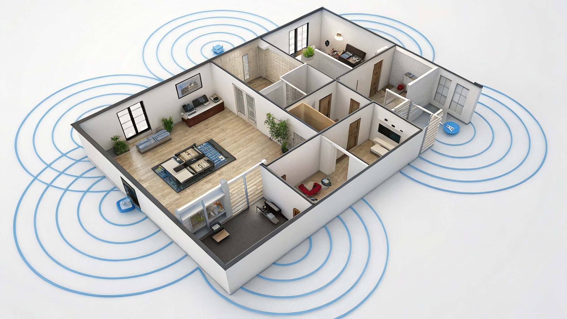 Схема покрытия Wi‑Fi в квартире: 2,4, 5 и 6 ГГц и влияние стен на сигнал