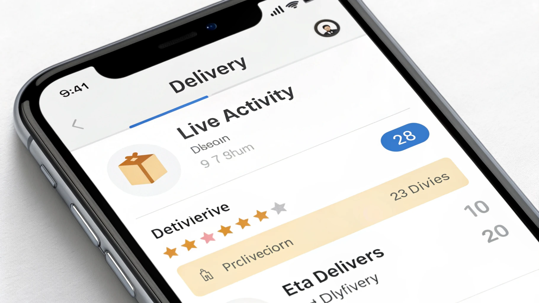 Карточка Live Activities на экране блокировки iPhone со статусом доставки