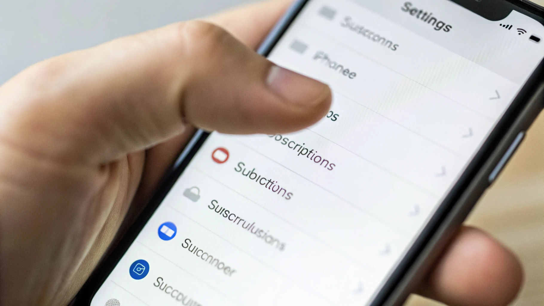 Раздел «Подписки» в настройках iPhone и выбор подписки для отмены