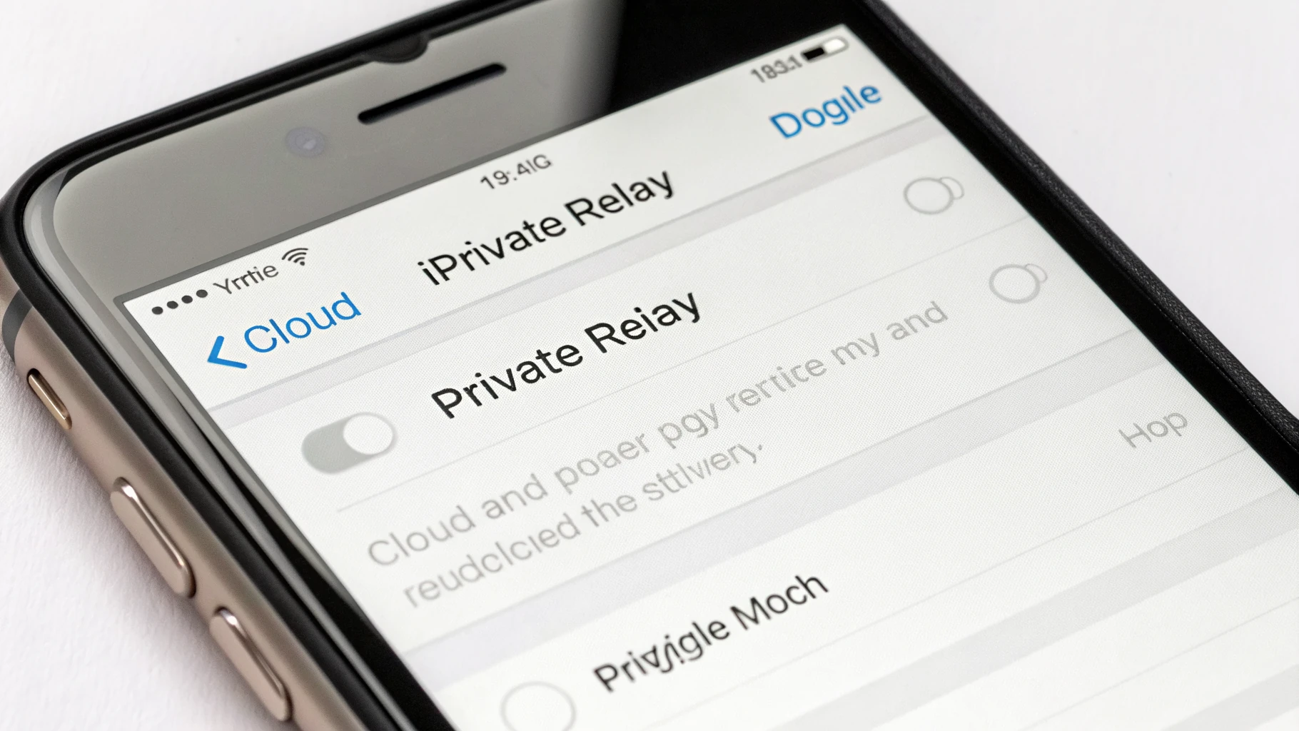 Экран настроек iCloud Private Relay на iPhone