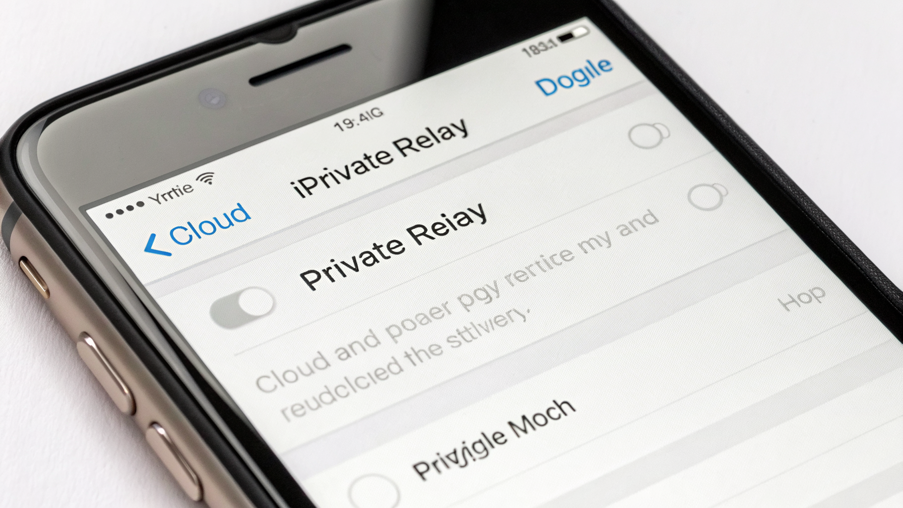 Экран настроек iCloud Private Relay на iPhone