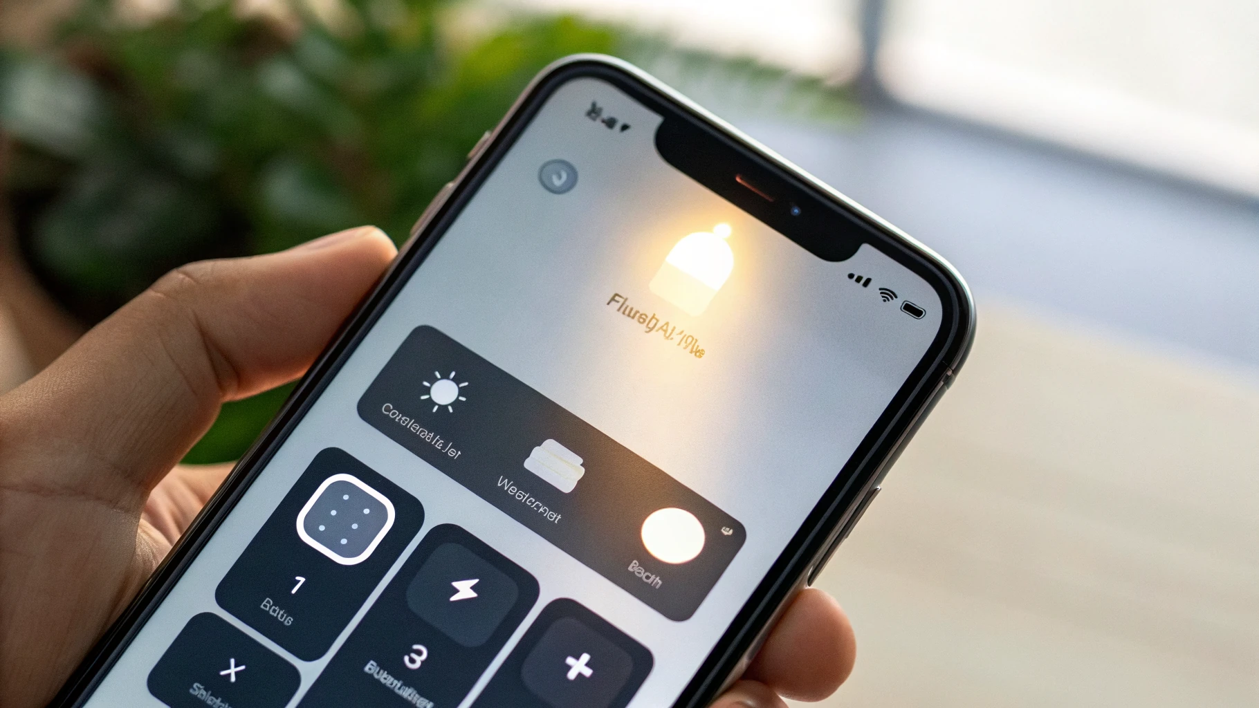 Пункт управления на iPhone: открыты расширенные настройки плитки фонарика после удержания
