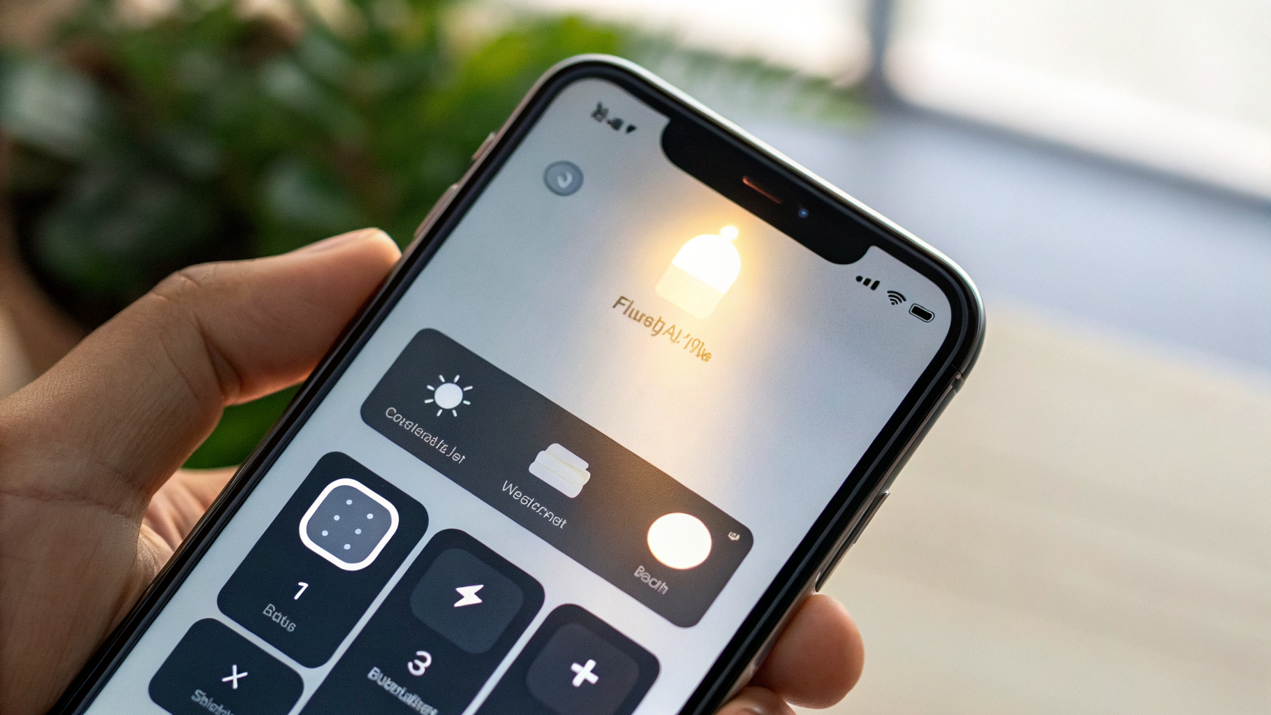 Пункт управления на iPhone: открыты расширенные настройки плитки фонарика после удержания