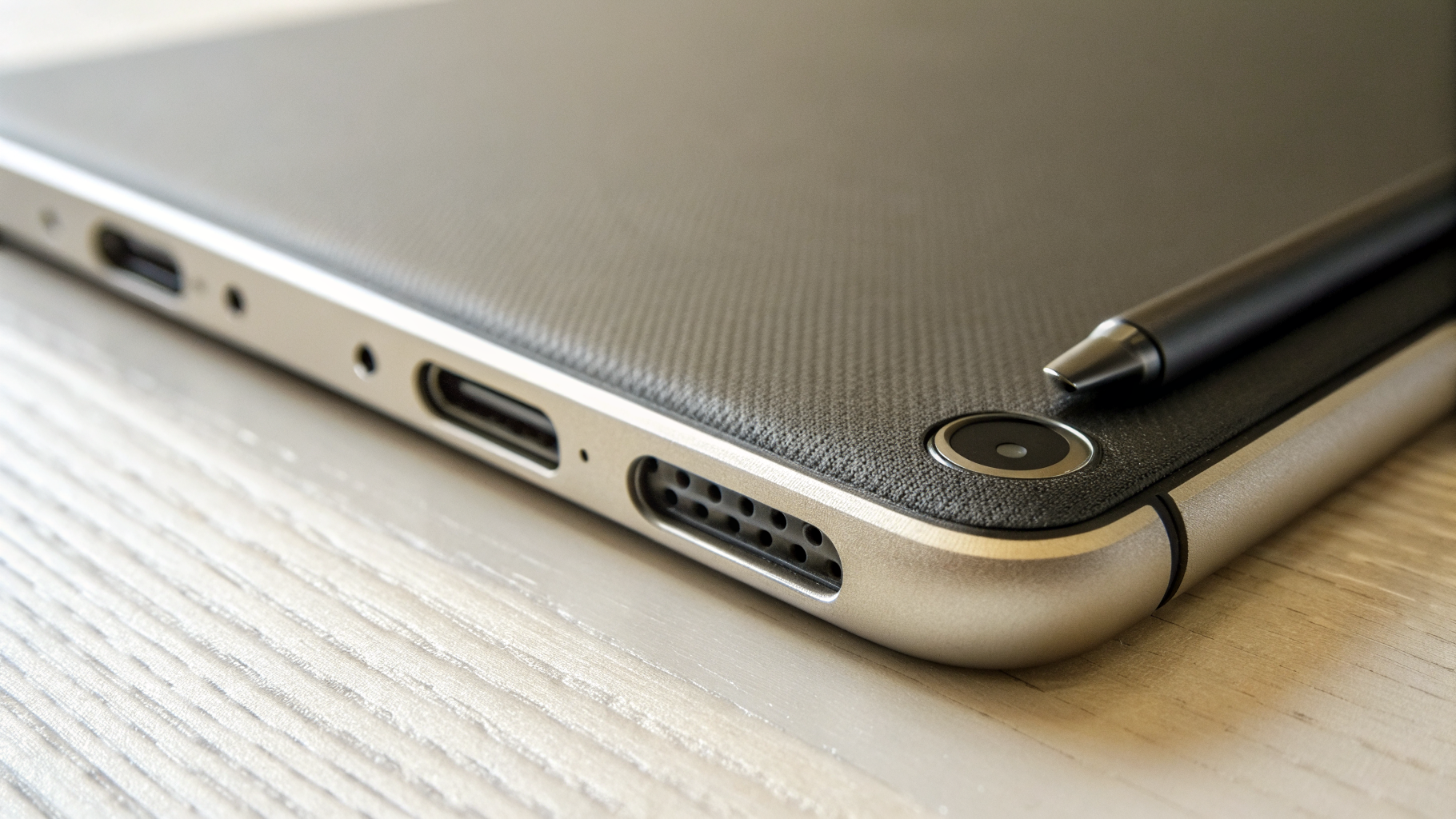 Крупный план боковой грани iPad с магнитным креплением стилуса