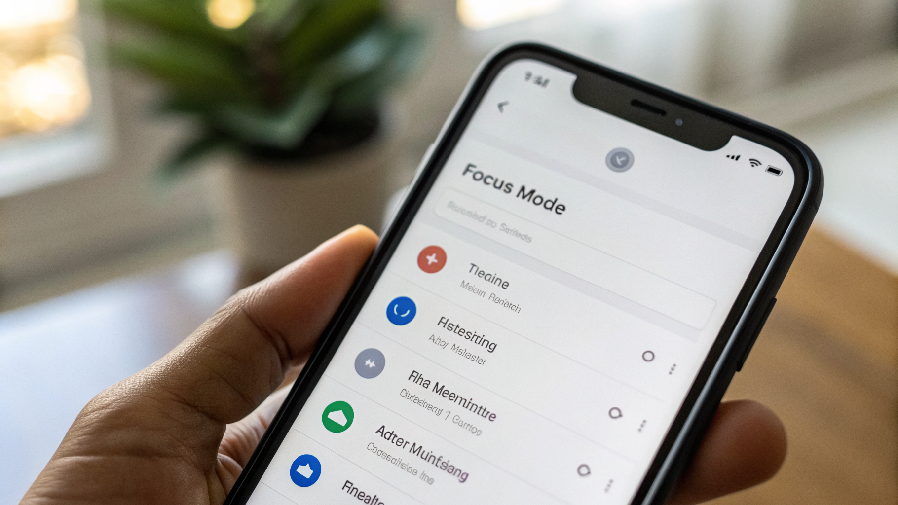 Экран настроек iPhone с режимом Фокус и параметрами Сводки уведомлений