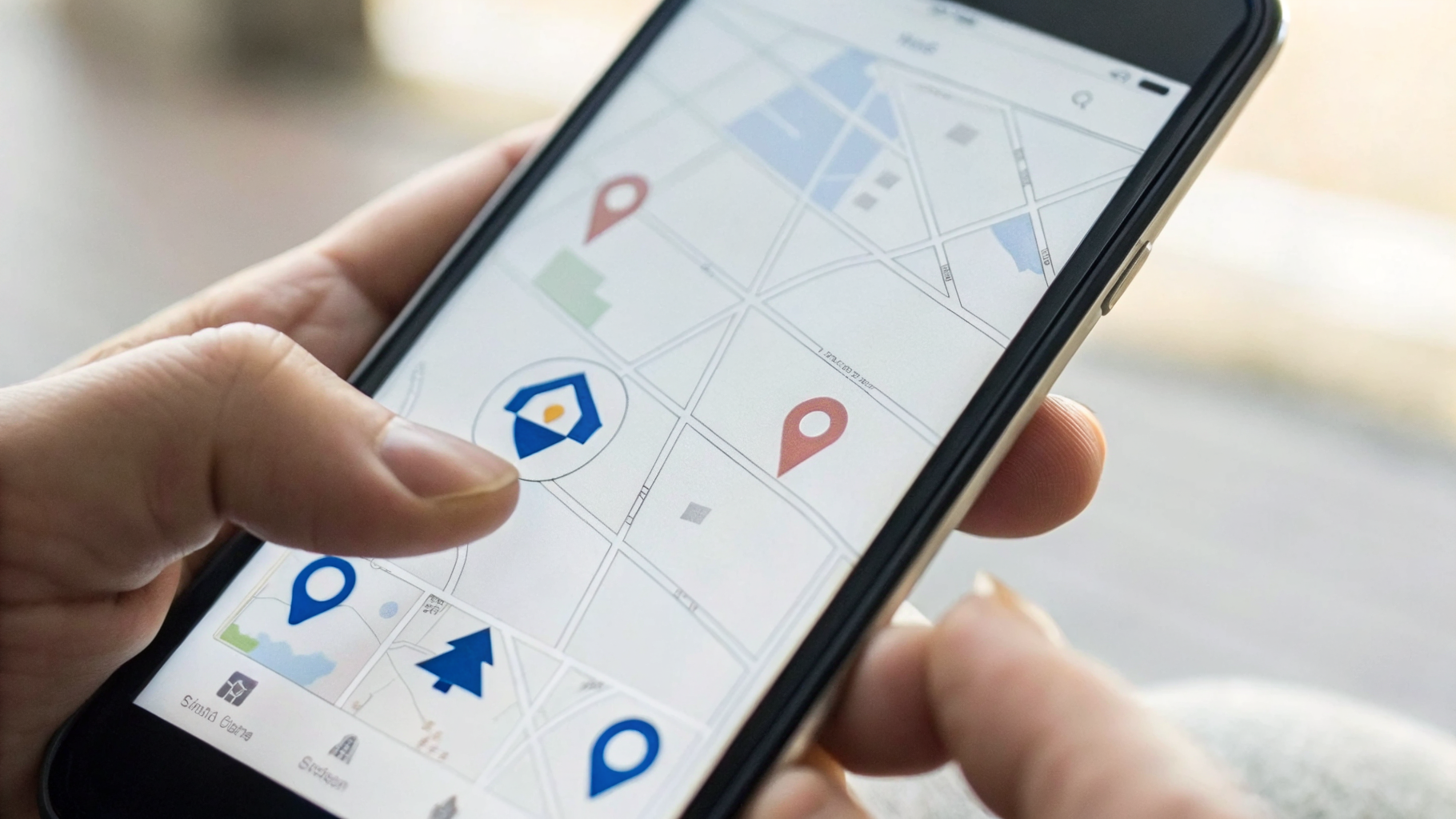 Экран смартфона с параметрами геолокации и индикаторами точности