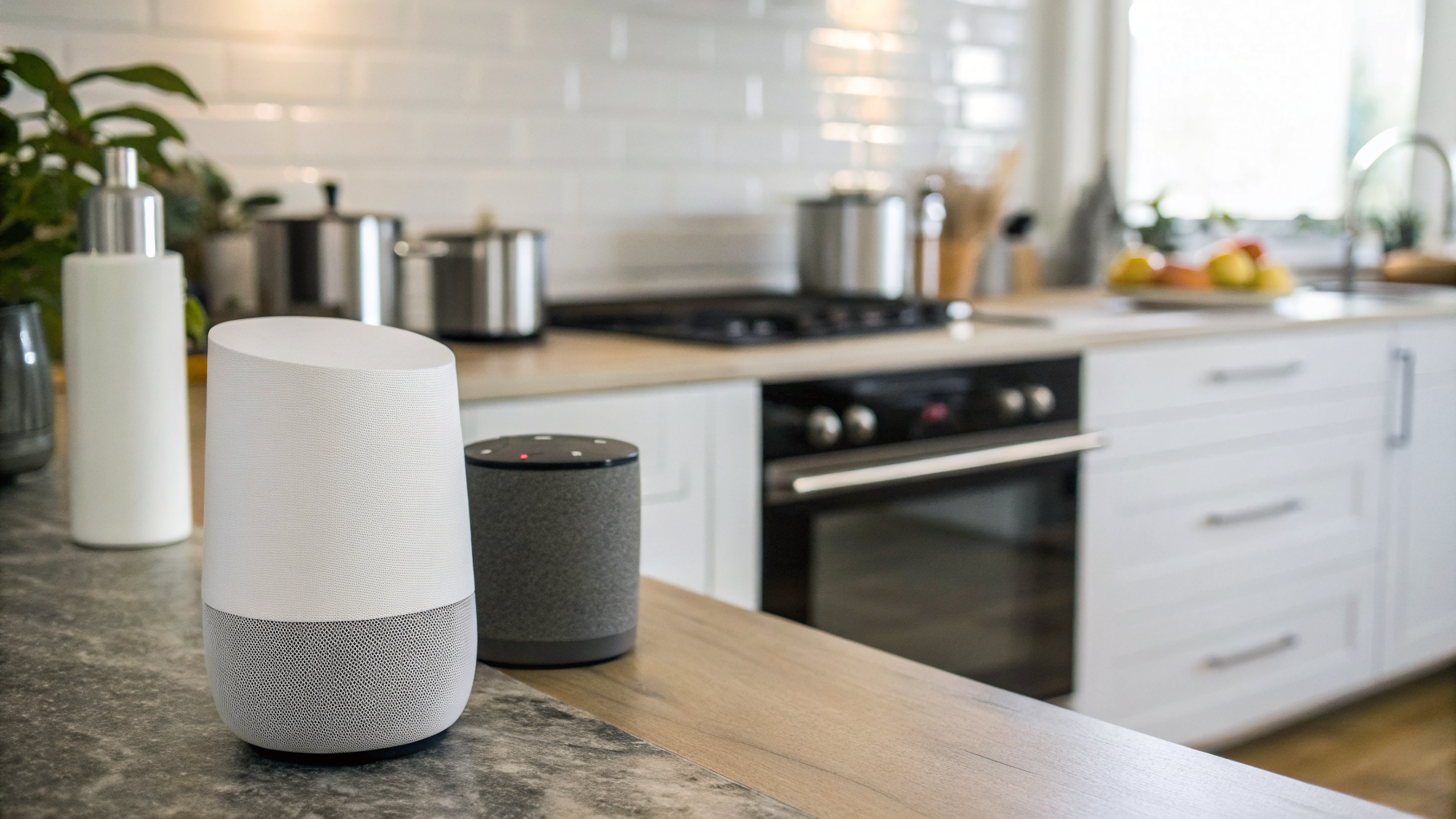 Умная колонка для голосового управления домом на кухне