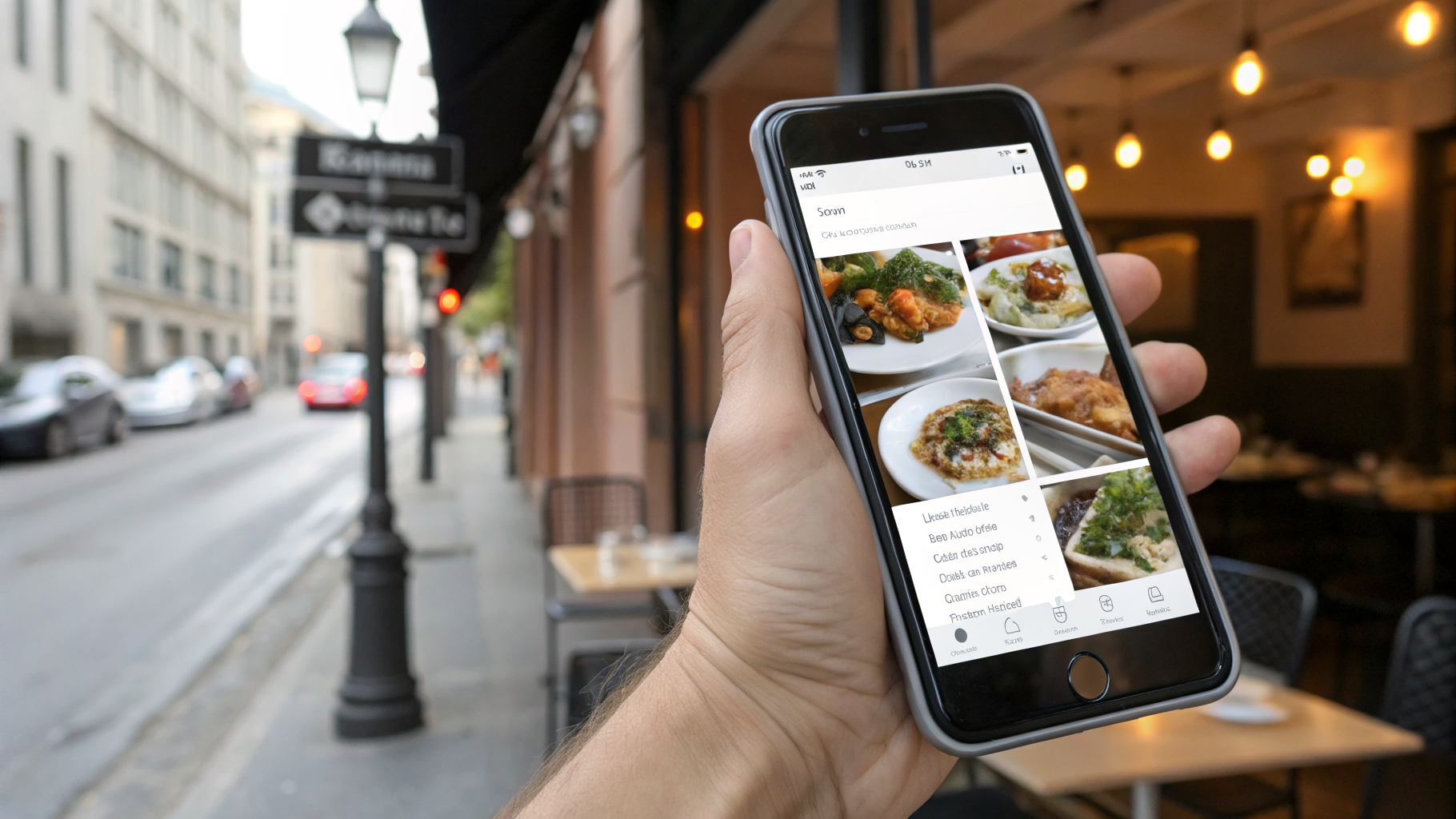 Смартфон переводит меню и вывеску через камеру в поездке