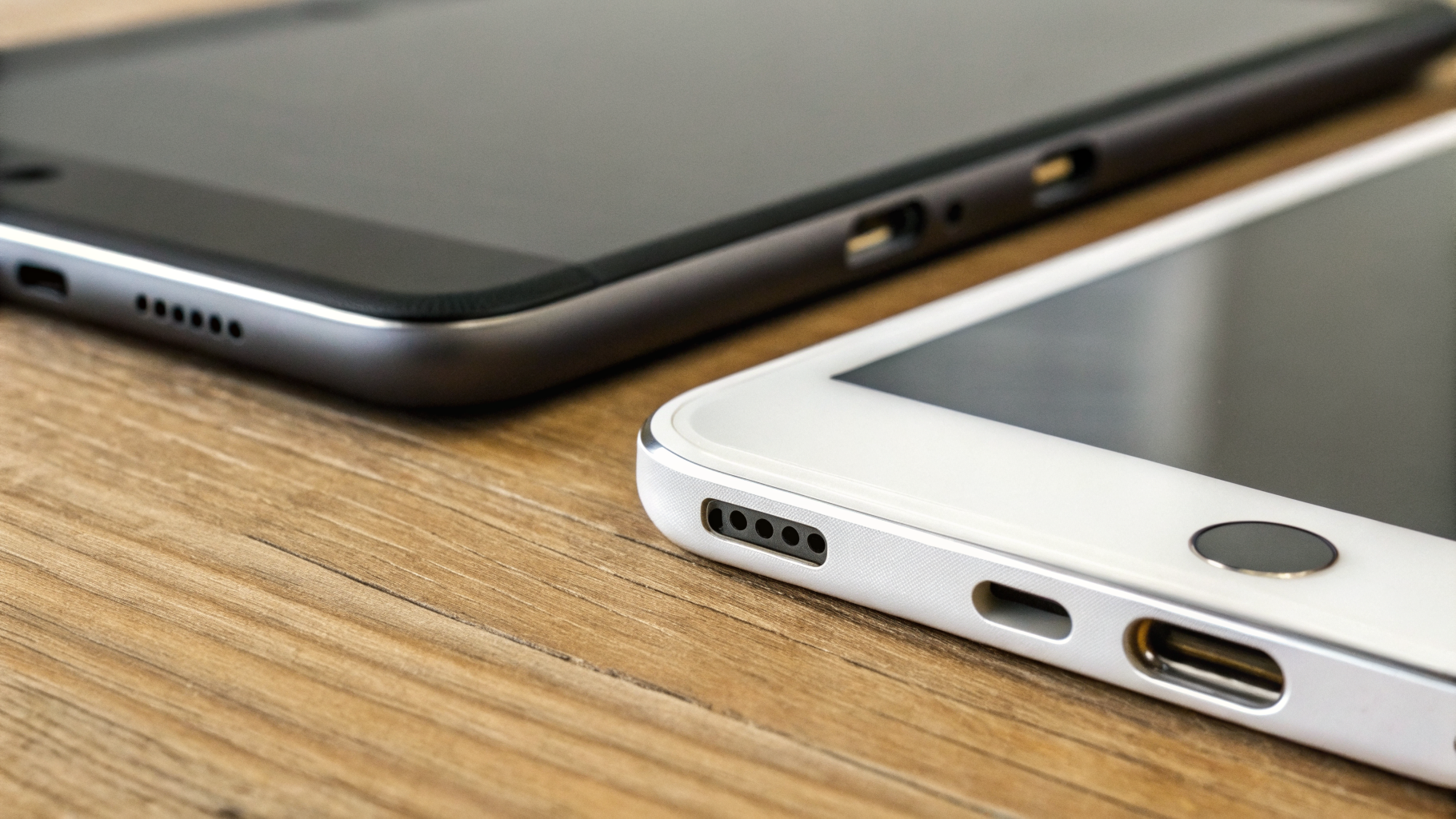 Сравнение разъёмов Lightning и USB-C на планшете и аксессуарах