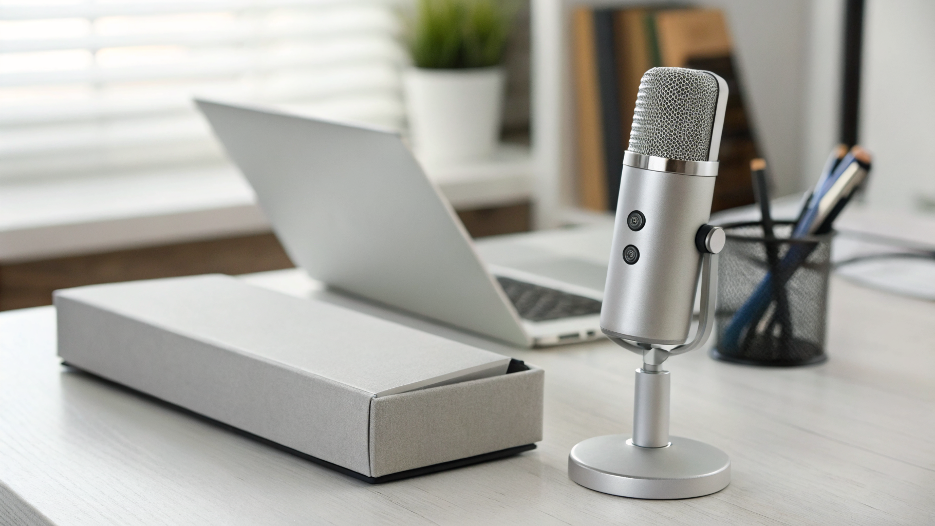 Покупатель сверяет характеристики USB-C микрофона перед заказом