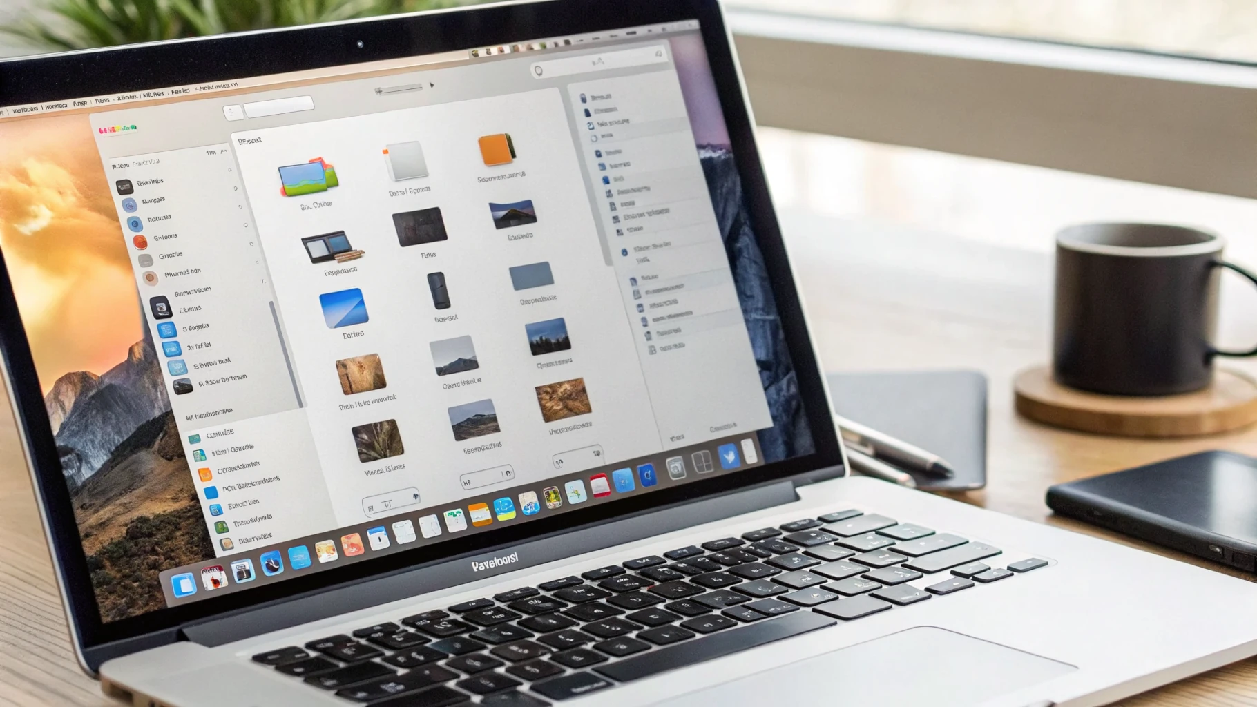 Экран MacBook с приложениями для порядка в файлах, задач и концентрации