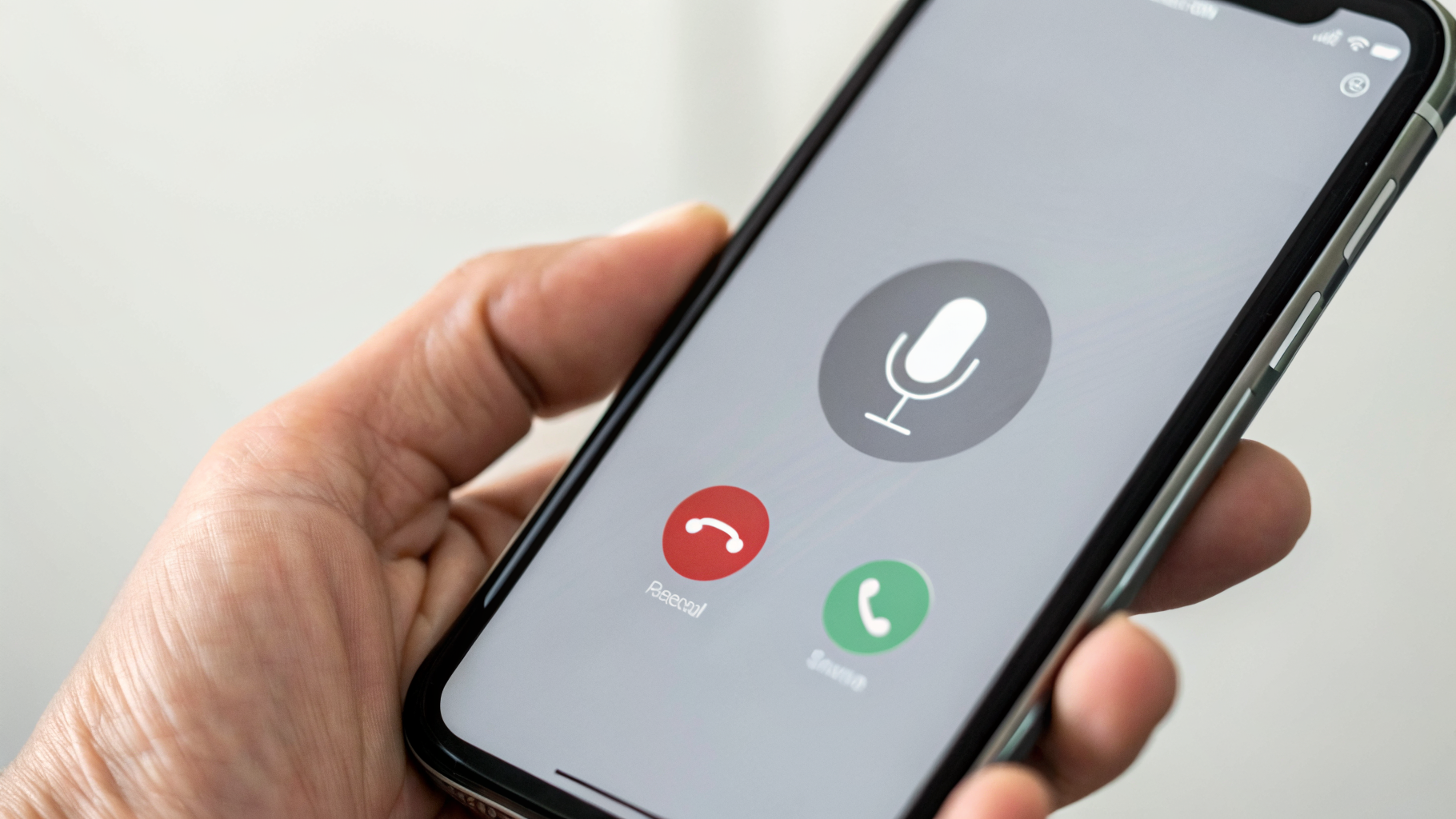 Экран смартфона с интерфейсом звонка и кнопкой записи разговора