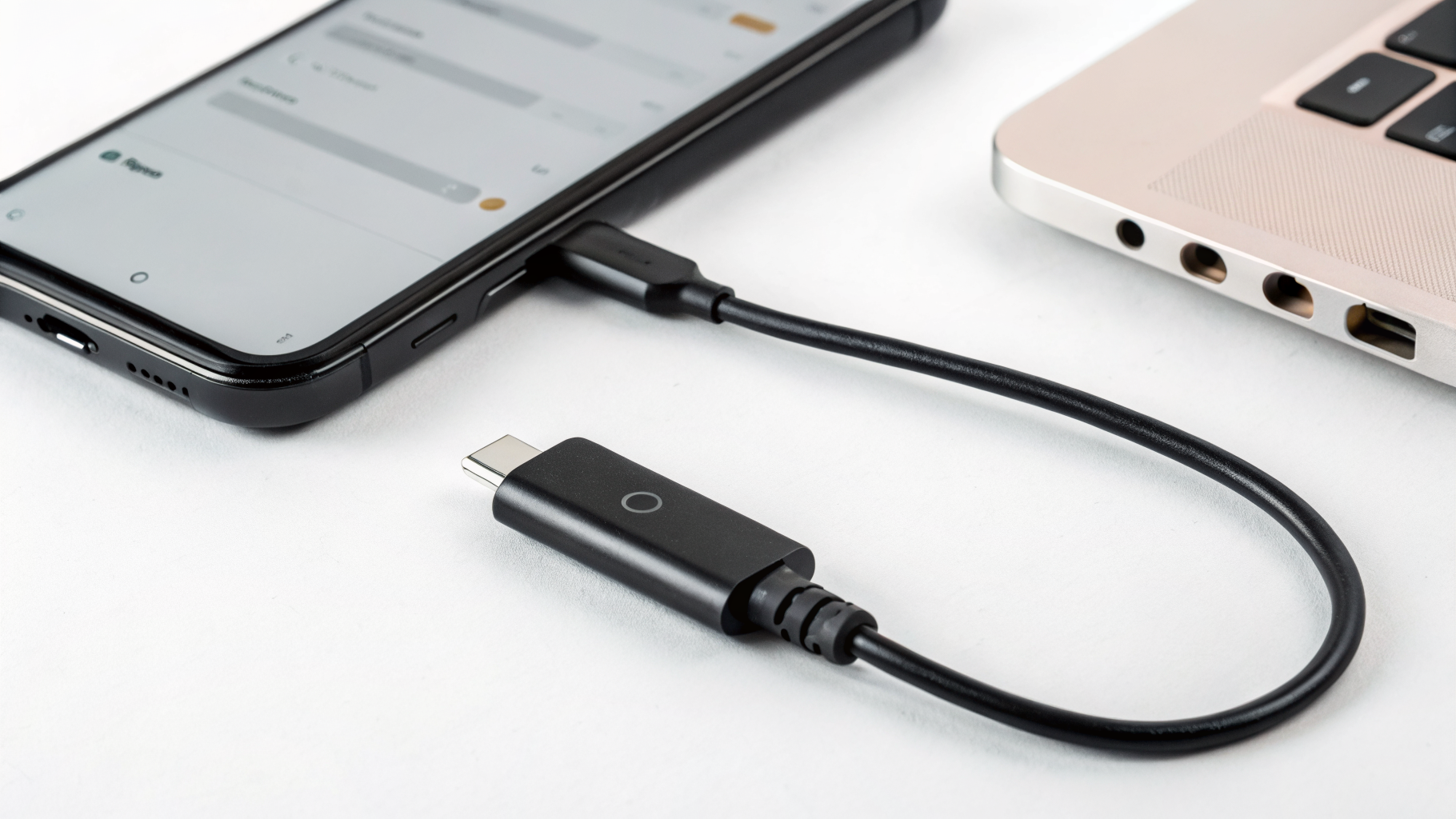 Компактный USB-C ЦАП и смартфон при проверке совместимости