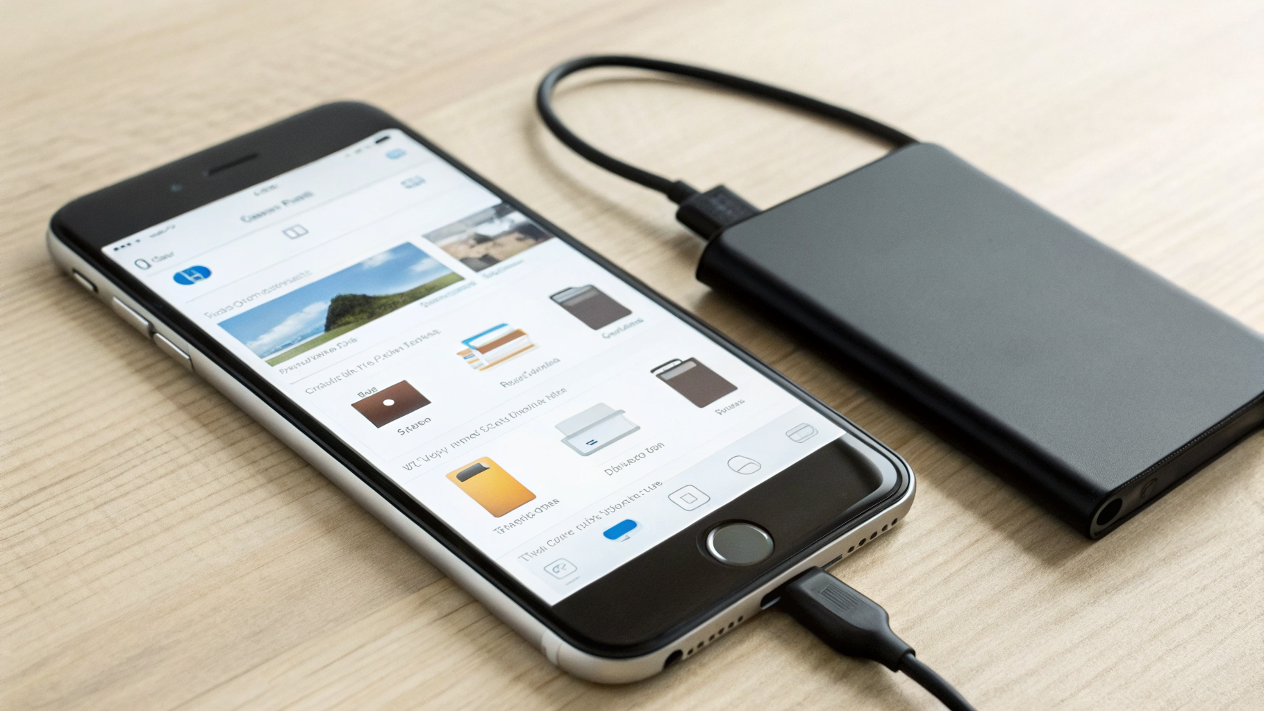 Подключённый накопитель в приложении Файлы на устройстве Apple