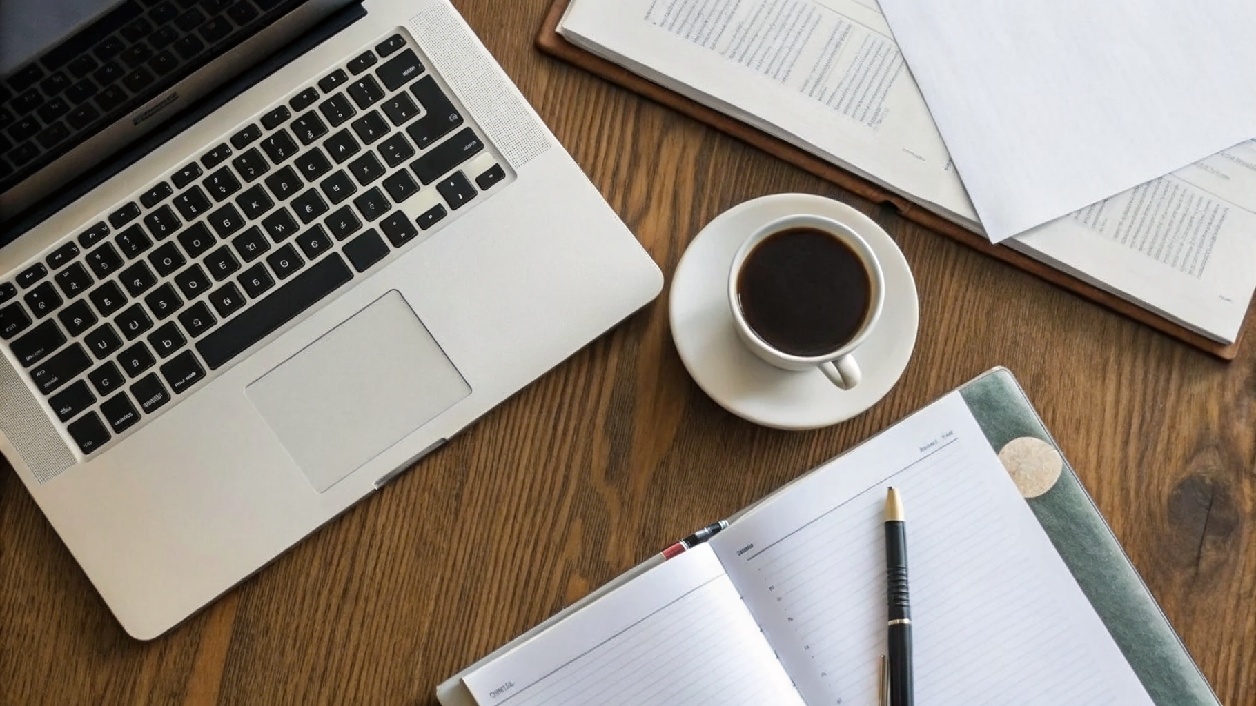 Ноутбук и рабочие документы на столе в небольшом офисе