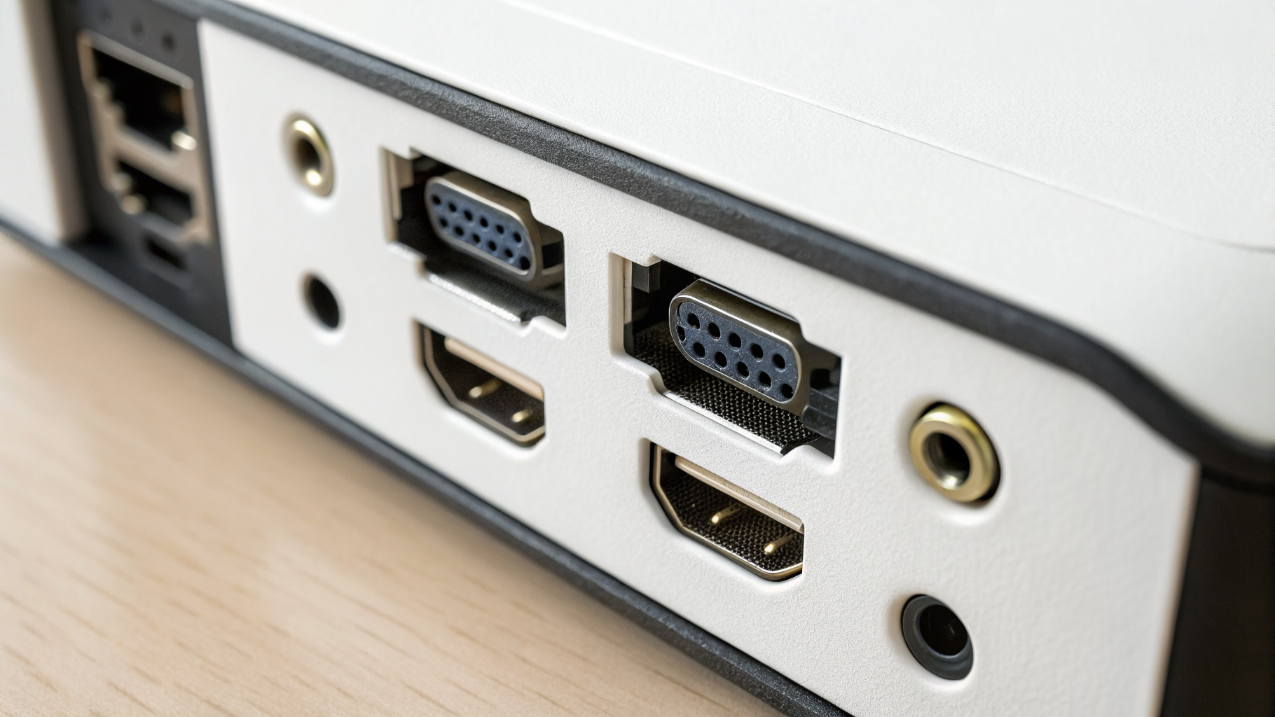 Разъёмы проектора крупным планом: HDMI, USB и USB-C