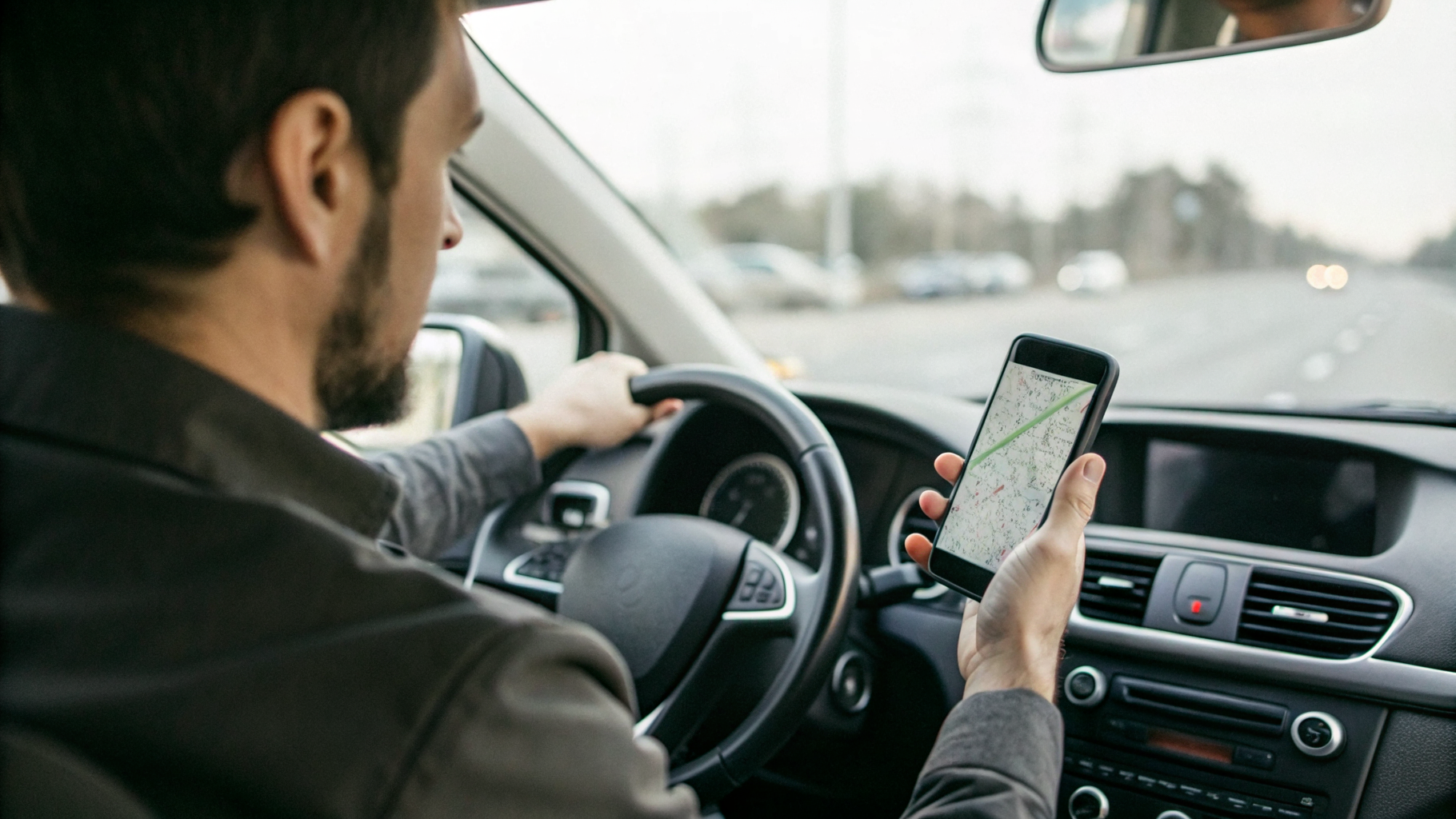 Навигация на смартфоне во время поездки по городу