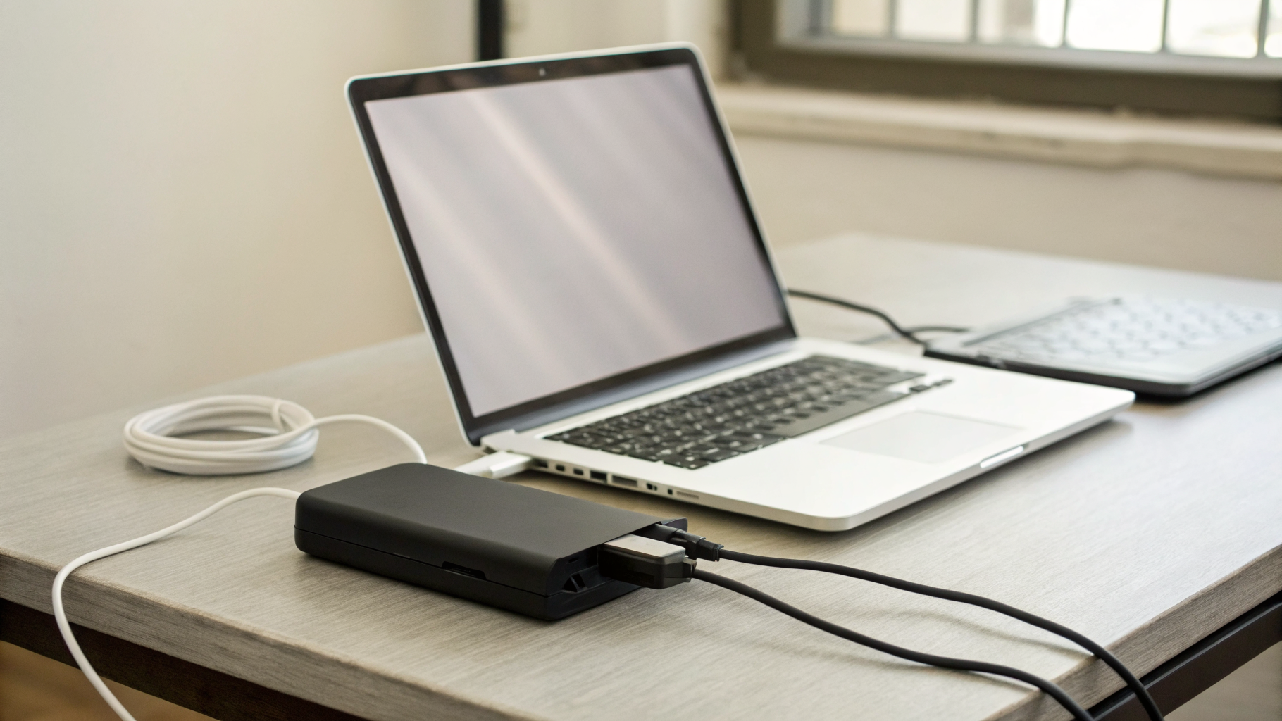 USB-сканер, подключённый к MacBook через адаптер