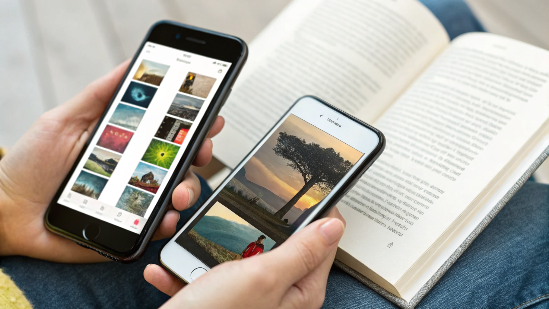 Сравнение экранов iPhone и Samsung Galaxy при чтении книг и статей