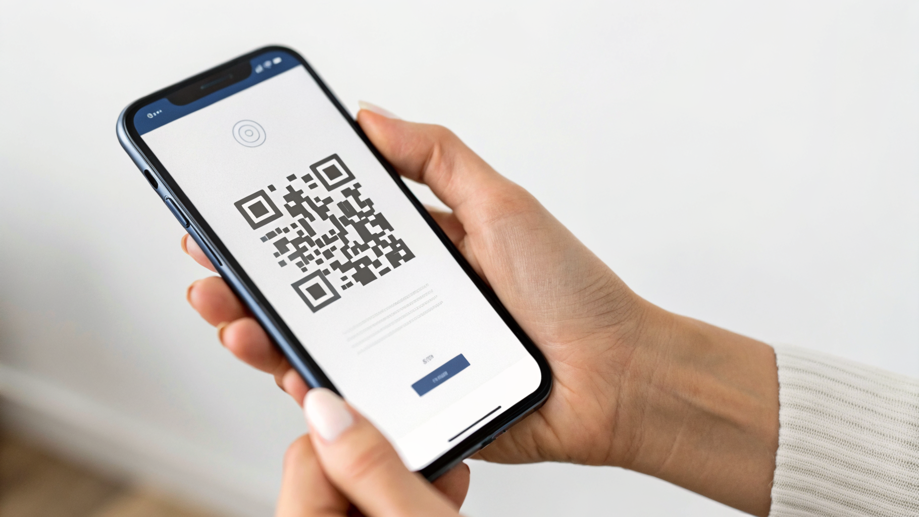 Смартфон с банковским приложением и QR-кодом для оплаты и покупок
