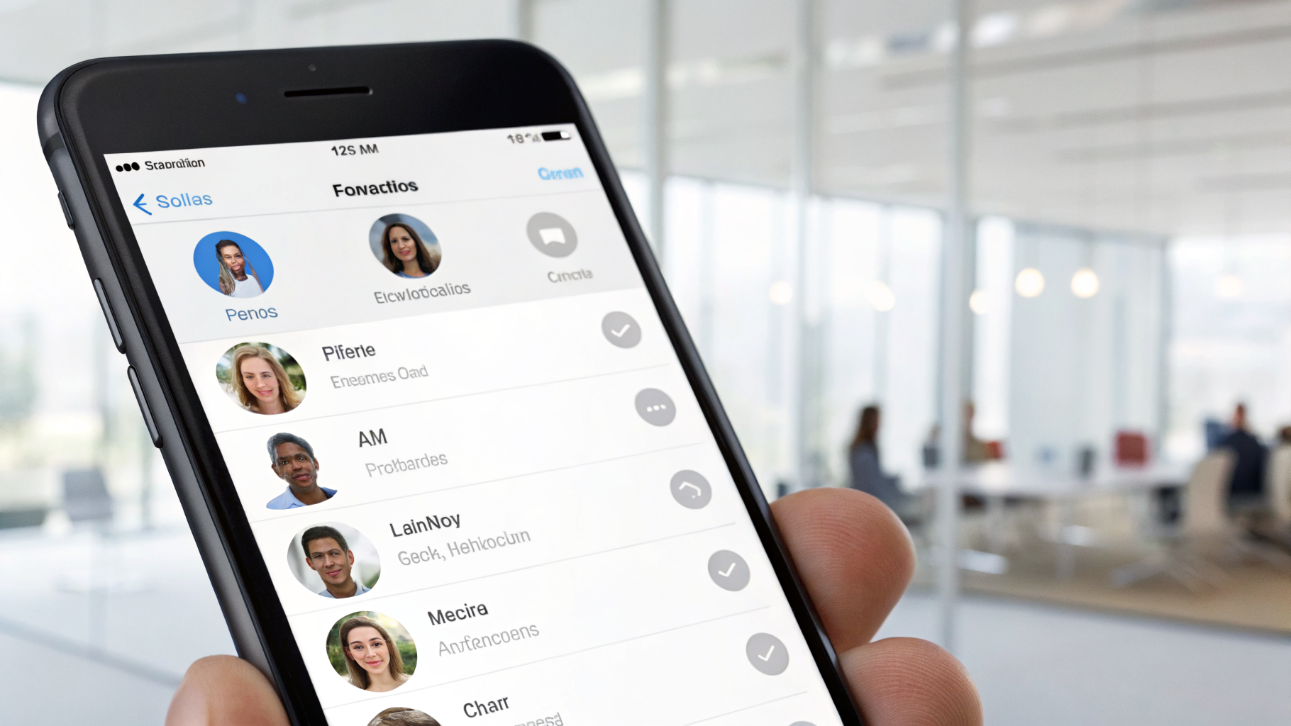 Экран iPhone с быстрым доступом к избранным контактам для звонков
