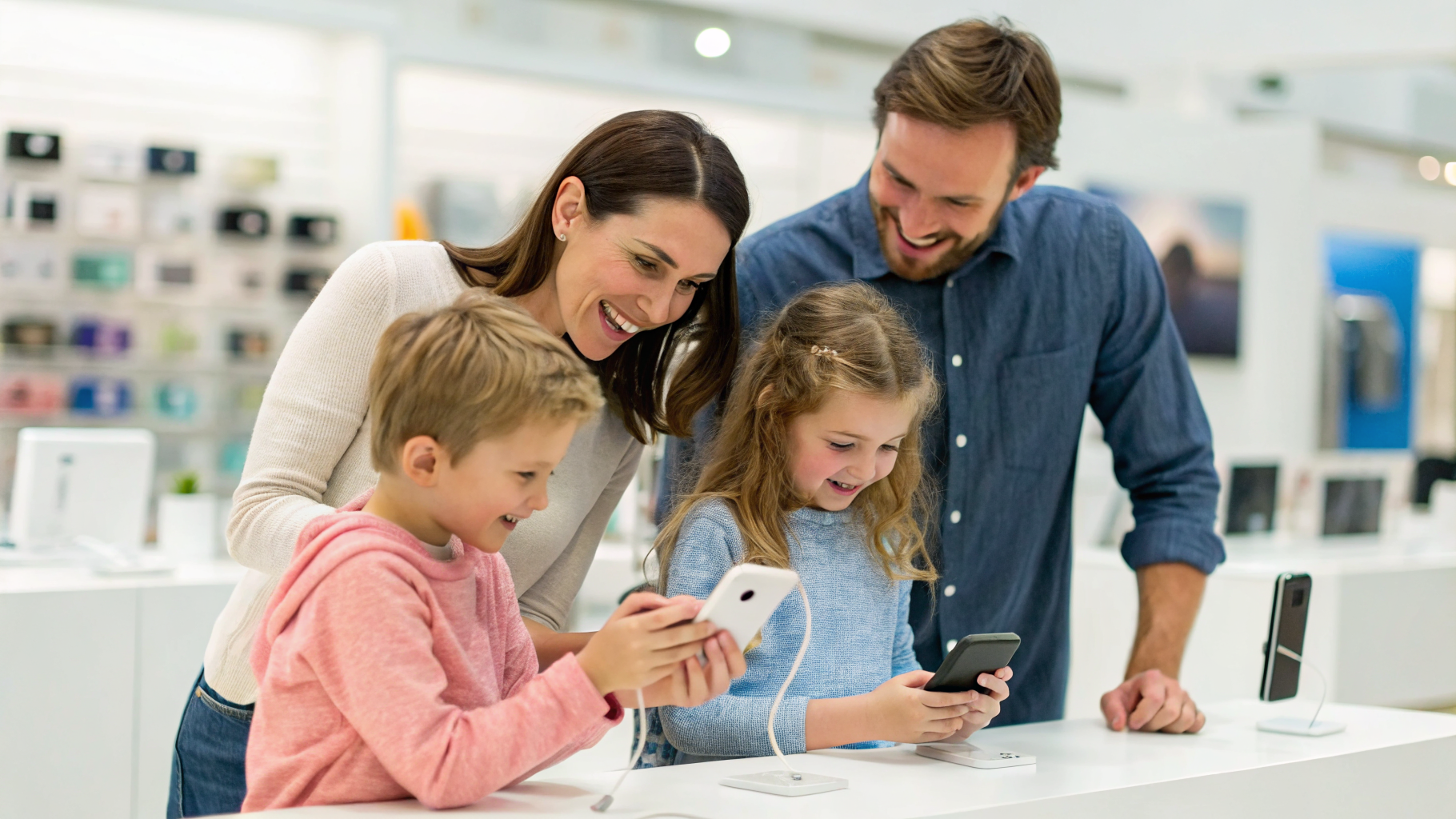 Семья сравнивает смартфоны по удобству, безопасности и функциям для ребёнка