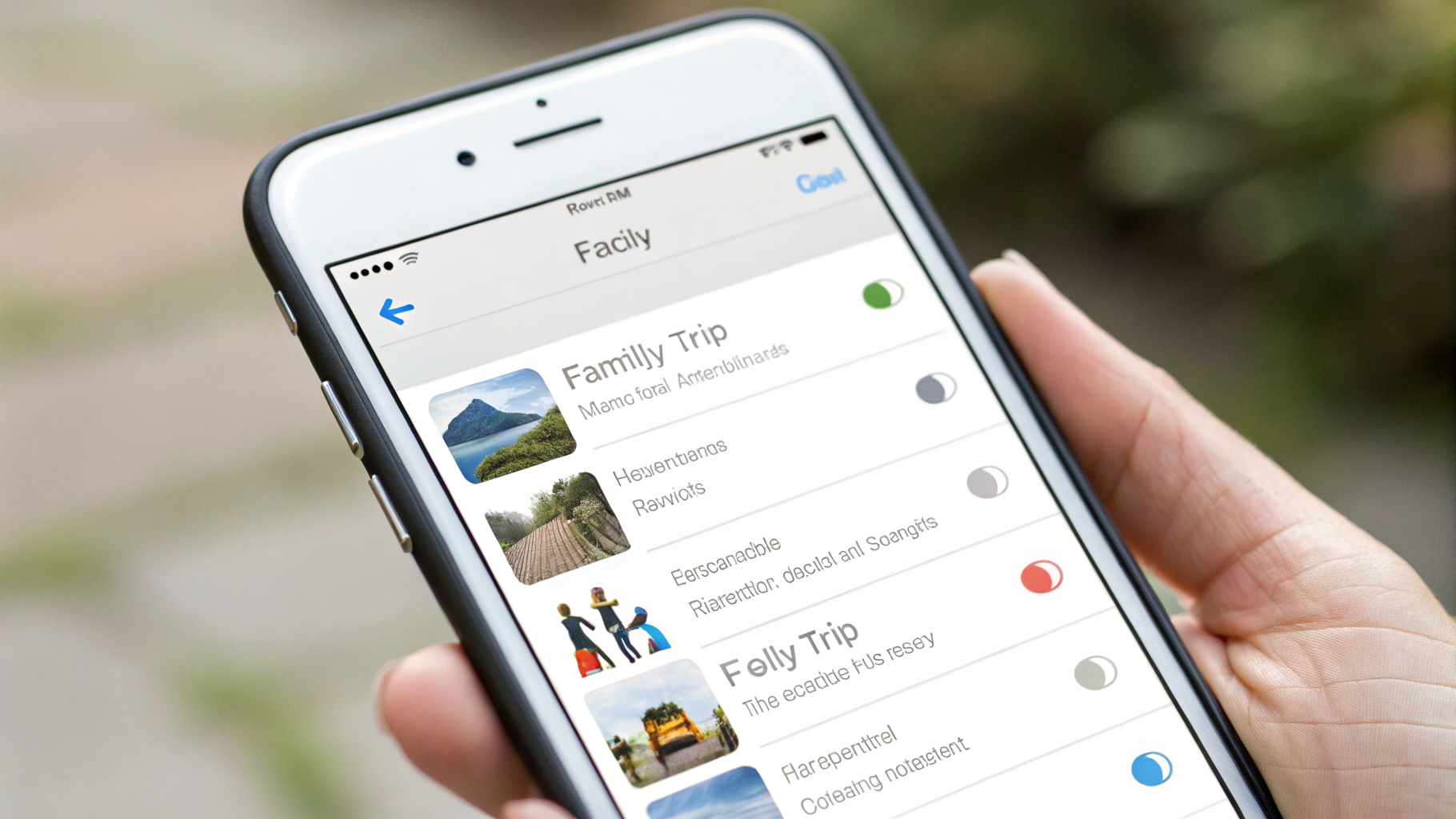 Список напоминаний в iPhone для семейной поездки с детьми