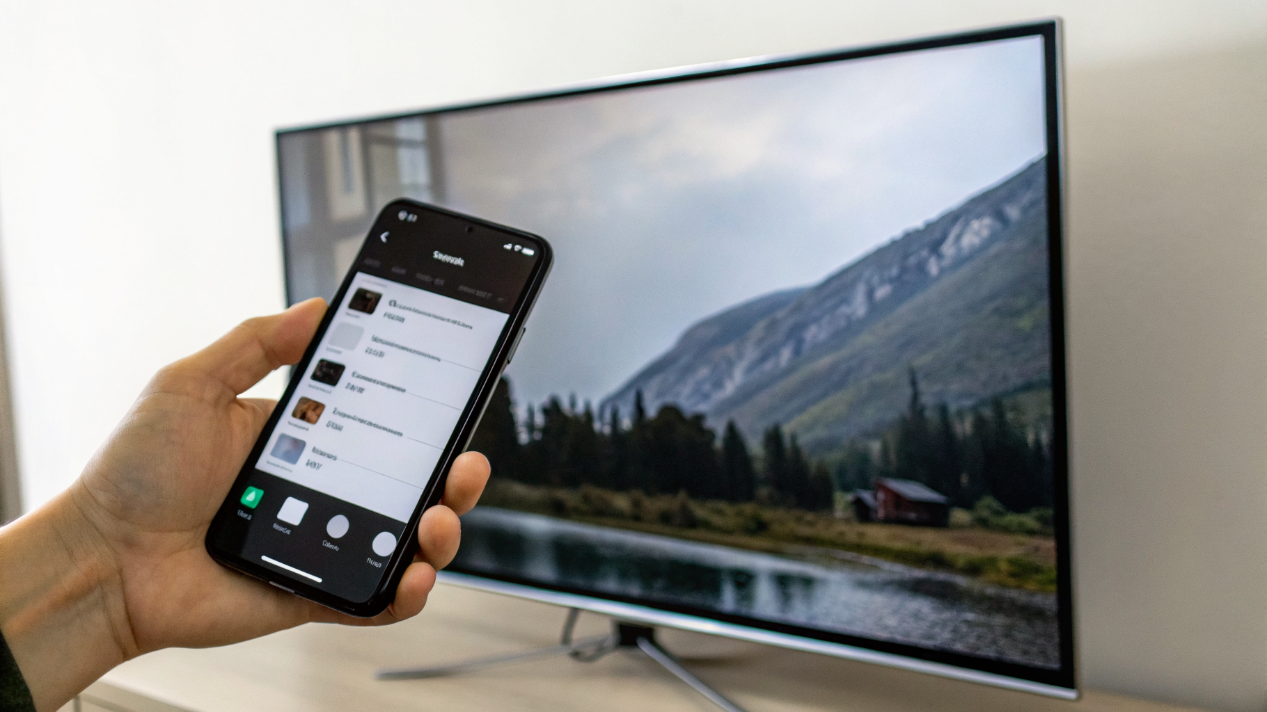 Проверка беспроводной трансляции со смартфона на телевизор