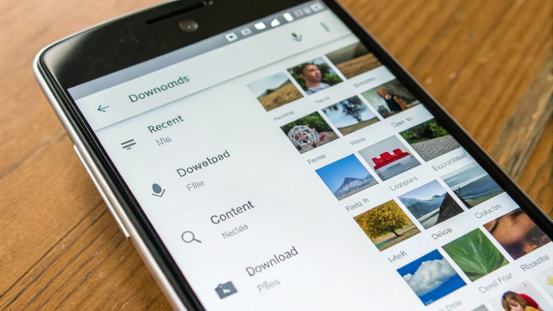 Экран Android с разделом недавних файлов и загрузок