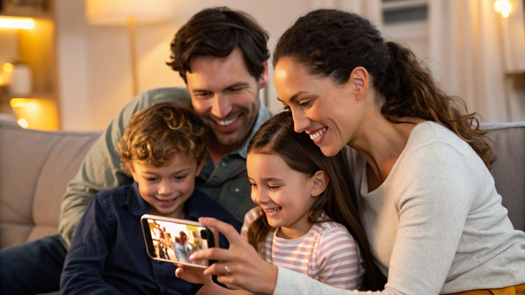 Просмотр семейных фото и видео на iPhone